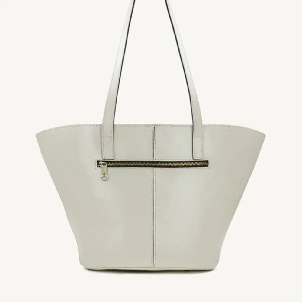 Patricia Nash Marconia Tote Woven Leather Latte Dark White Handbag - Picture 4 of 16